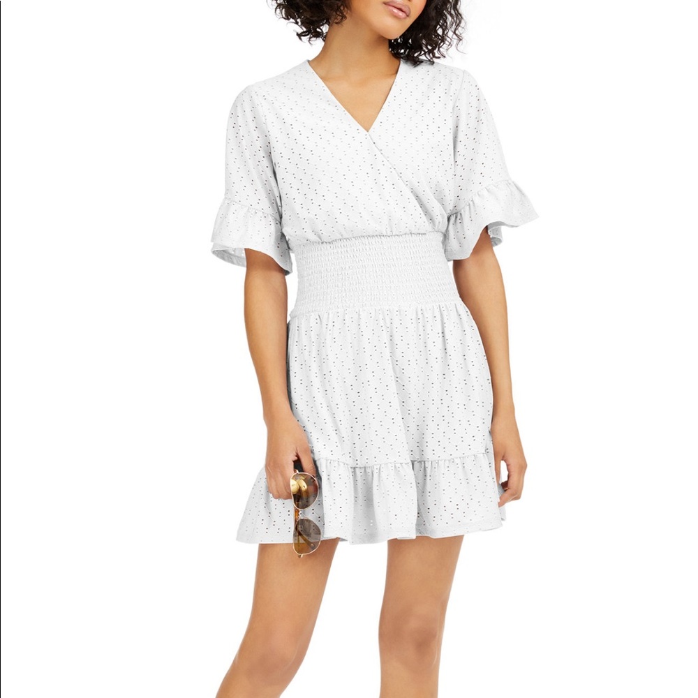 Michael Kors Petite Eyelet Smock Dress